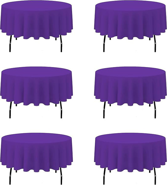 BRILLMAX 6 Pack Purple Round Tablecloths 90 Inch - Circle Bulk Linen Polyester Fabric Washable Table Cloth Cover for Wedding Reception Banquet Birthday Party Buffet Restaurant