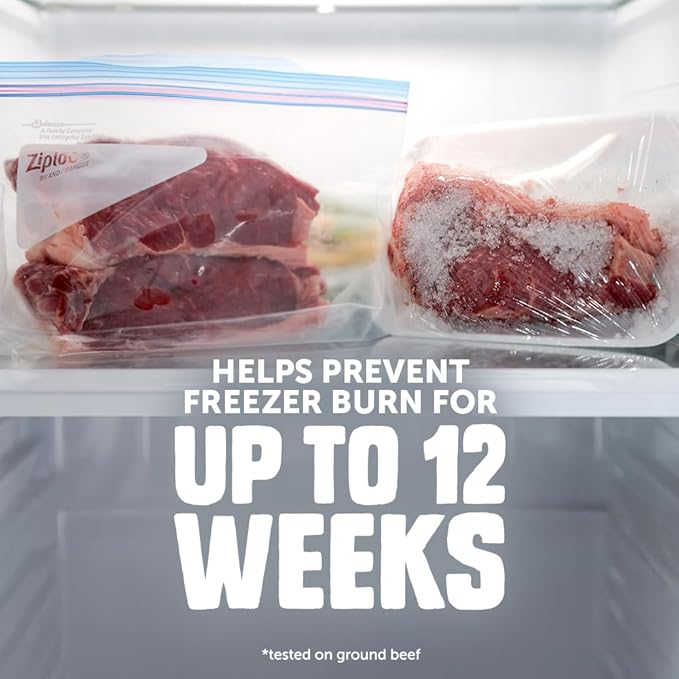 Ziploc Half Gallon Food Storage Freezer Bags, Grip 'n Seal Technology for Easier Grip, Open, and Close, 40 Bags Total