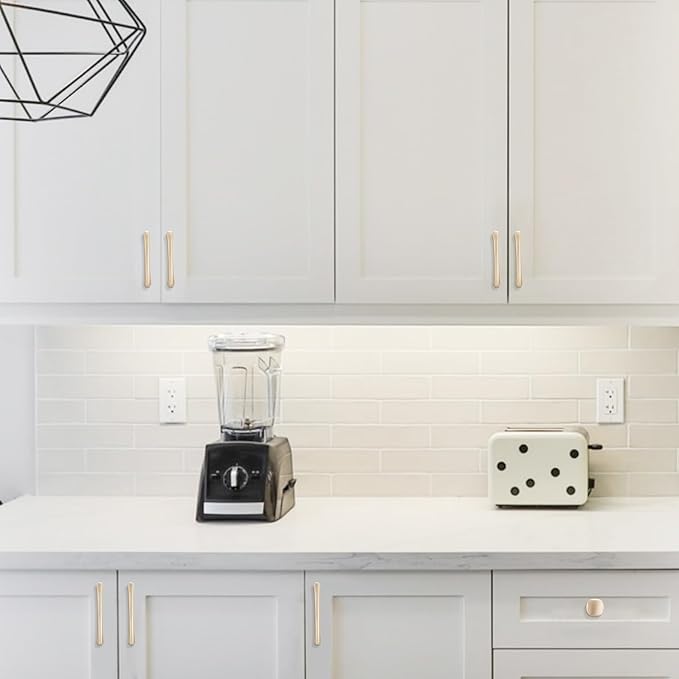 10 Pack 3-3/4 Inch Kitchen Cabinet Handles Brushed Brass Cabinet Pulls Zinc Alloy Drawer Pulls Solid Kitchen Hardware