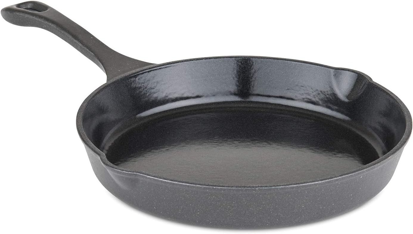 Viking Cast Iron Skillet, 10 Inch Enameled Frying Pan, Kitchen Cookware, Charcoal