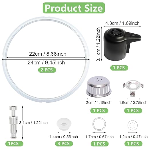 11 PCS Instant Pot Accessories for Duo 5, 6 Quart Qt IP-DUO50 IP-DUO60, InstantPot Replacement Parts Include 2 Sealing Ring, Steam Release Valve, Anti-Block Shield, Float Valve and Gasket