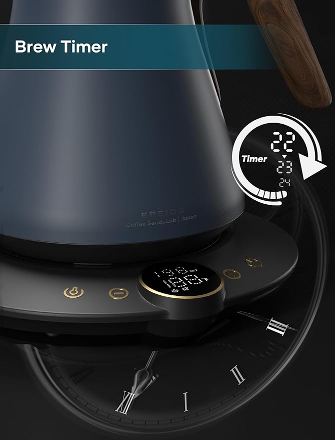 Electric Kettles, INTASTING Gooseneck Electric Kettle, ±1℉ Temperature Control, Stainless Steel Inner, Quick Heating, for Pour Over Coffee, Brew Tea, Boil Hot Water, 0.9L (Navy Blue)