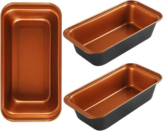 3-Pack 9x5 Loaf Pan for Baking Bread, Nonstick Bread Pan With Copper & Black Two-Tone Finish Perfect for Homemade Bread, Meatloaf, Pound Cake