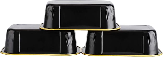 EUSOAR Aluminum Foil Cups, 5.7oz 50pcs Baking Cups with Lids, Snacks Desserts Flan, Cupcake Pie Ramekin, Recyclable Catering Shower Wedding Party Favor Baking Cups-Black Gold