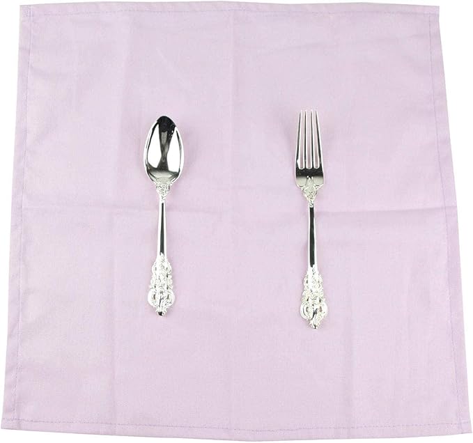 Solid Color Linen Blended Thin Dinner Cloth Napkins - Set of 12 (40 x 40 cm) - for Wedding Parties Events & Home Use (Lavender)