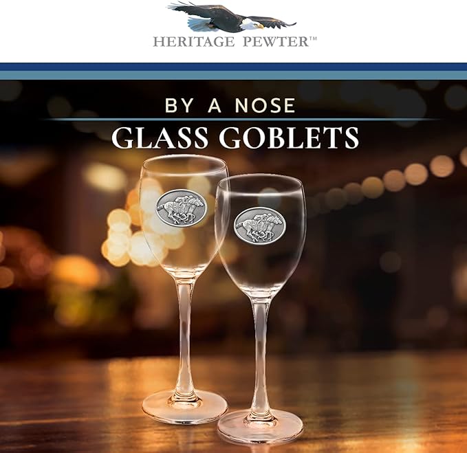 Heritage Pewter By a Nose Glass Goblets – Set of 2 | 12 OZ Goblet Wine Glasses | Expertly Crafted Pewter Glass
