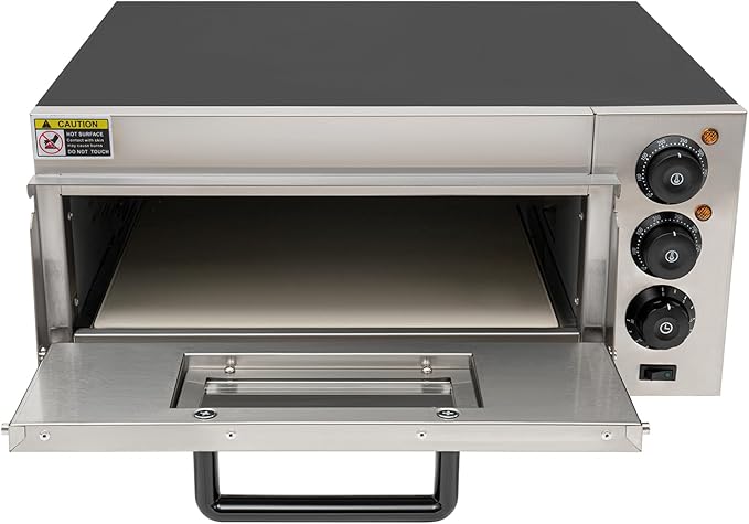 Commercial Pizza Oven Indoor Pizza Oven 16 Inch Electric Countertop Pizza Maker Machine, 1800W Stainless Steel Pizza Cooker with Pizza Stone, 122-662°F & 30Min Timer for Restaurant & Home