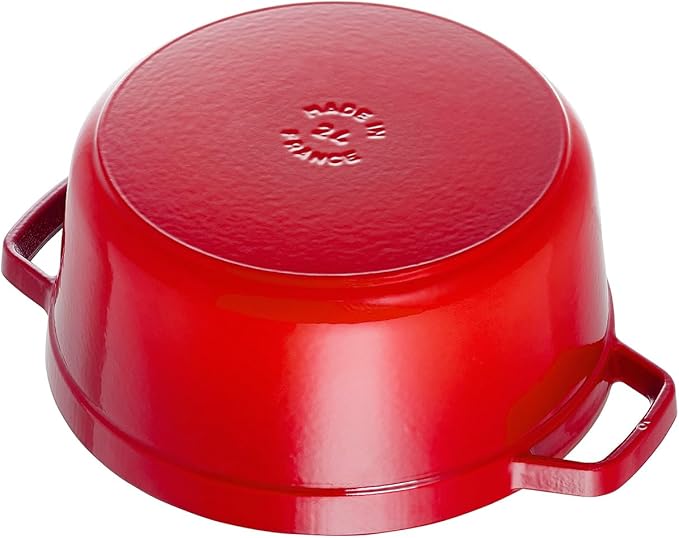 STAUB Cast Iron Dutch Oven 5.5-qt Round Cocotte, Made in France, Serves 5-6, Cherry