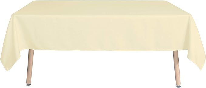 sancua Rectangle Tablecloth - 60 x 84 Inch - Stain and Wrinkle Resistant Washable Polyester Table Cloth, Decorative Fabric Table Cover for Dining Tables, Buffet Parties and Camping, Beige