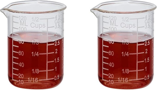Ackers Etching Scale Measuring Glass -V-Shaped Spout Made of High Borosilicate Glass Measuring for Kitchen or Restaurant, Easy to Read, 120 ML (4 Oz)-Pack of 2