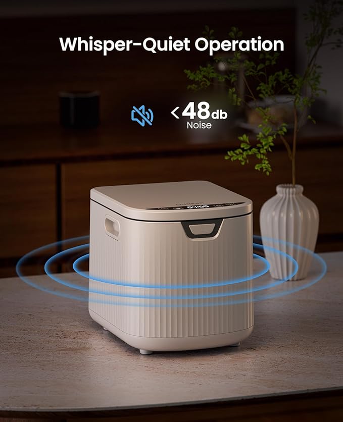 Electric Composter for Kitchen,Ouaken 3L Indoor Kitchen Waste Compost Machine Countertop Smart Composting Bin,Compact Food Recycler for Home with Low Noise,Odorless,Auto-Clean,LED Display