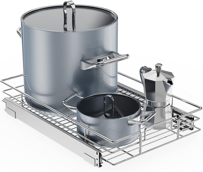 ROOMTEC Pull Out Cabinet Organizer, Cabinet Pull Out Shelves 14½" W x 21½" D, Heavy Duty Cabinet Drawers Slide Out Kitchen Cabinet Organizers Storage Shelf