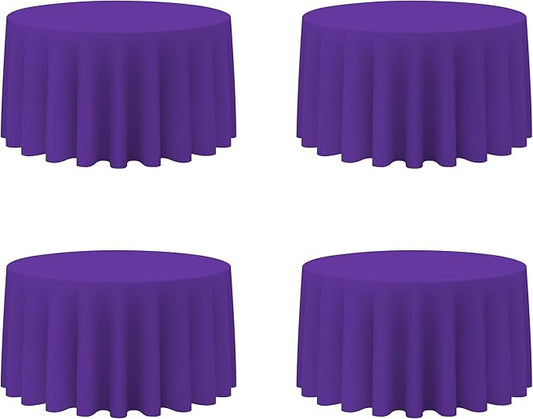 BRILLMAX 4 Pack Purple Round Tablecloths 120 Inch - Circle Bulk Linen Polyester Fabric Washable Table Cloth Cover for Wedding Reception Banquet Birthday Party Buffet Restaurant