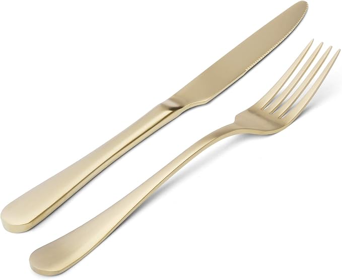 Matte champagne Silverware Set, 20-Piece Stainless Steel Flatware Set, Kitchen Utensil Set Service for 4, Tableware Cutlery Set for Home and Restaurant, Satin Finish, Dishwasher Safe