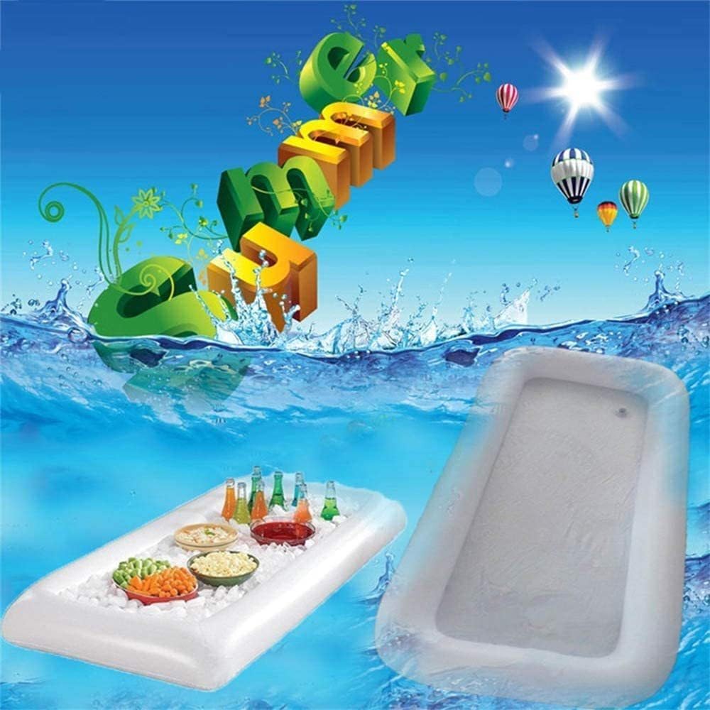 8Pack Party Supplies (food covers*3, tablecloth*1, Inflatable Serving Bars*1,Ice Bag*2, Pump*1),Pool Party Buffet Drink Cooler, Ice Tray Food Drink Containers for BBQ Picnic Pool Garden Party Wedding