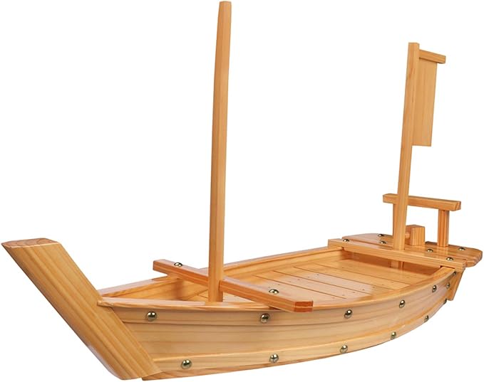 Kichgather 27.6“ Wooden Sushi Serving Tray Boat Plate for Restaurant or Home