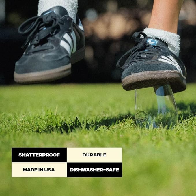 Unbreakable Stemless Wine Glass – Set of 2, 12oz, Dishwasher Safe, BPA-free Tritan, Clear Stemless White Wine Glasses, Shatterproof for Indoor, Outdoor, Everyday Use. Reusable, Made in the USA