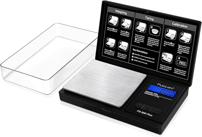 Fuzion Digital Pocket Gram Scale .01 Gram Accuracy, 500g Small Coin Scale, Jewelry Scale, Digital Gram Scales for Food, Herb, Spice - Weight Gram and Oz