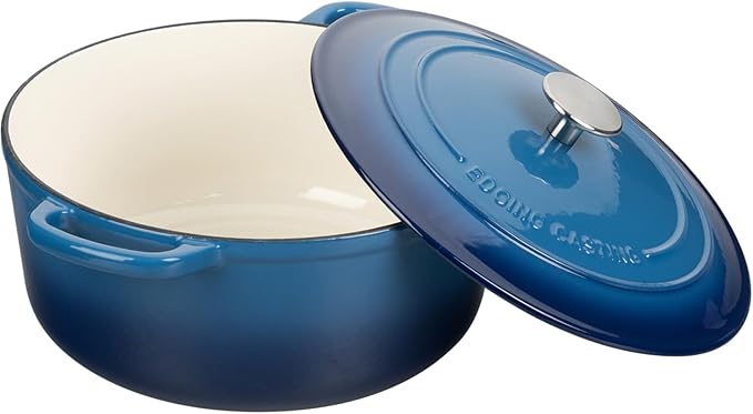 Enameled Cast Iron Dutch Oven Pot With Lid for Cooking, Bread Baking, Bread Oven, 5.5 Quart, Lake Blue