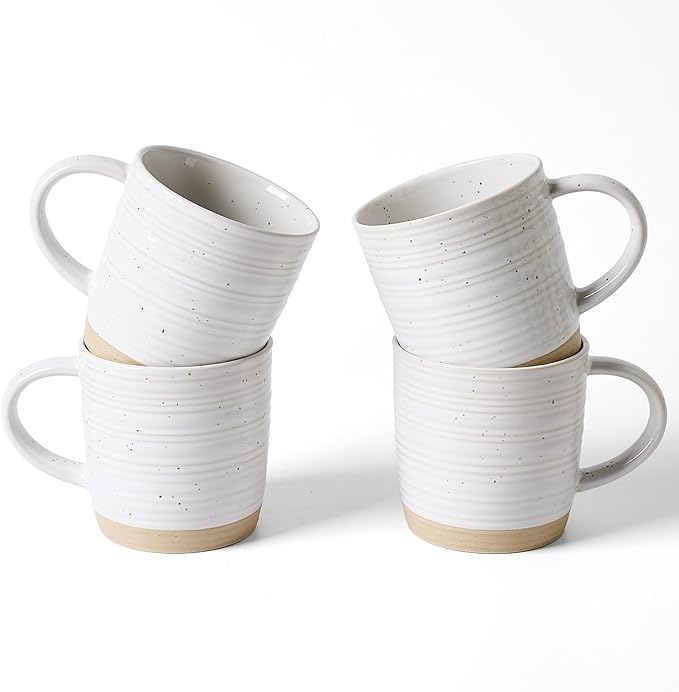 famiware Coffee Mugs Set of 4, 13 oz Mug Set, Ceramic Cup Set with Handle for Coffee, Tea, Cocoa, Milk, Constellation Series, White