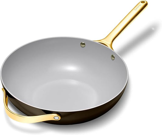 Caraway Non-Stick Stir Fry Pan - 12” Wok-Inspired Pan - Free From Forever Chemicals - High-Sloped Walls - Stainless Steel Handles - Black