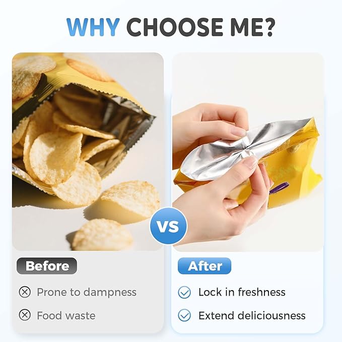 Mini Bag Sealer with Cutter and Magnet, 2026 New Portable Rechargeable Handheld Vacuum Food Sealer Bag Sealing Machine, Chip Bag Sealer for Chips Snacks Plastic Bags Fresh Storage (Black)