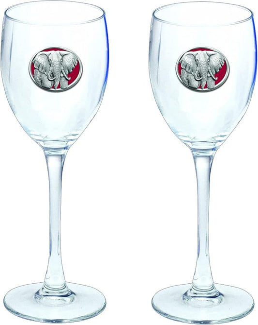 Heritage Pewter Elephant Glass Goblets – Set of 2 | 12 OZ Goblet Wine Glasses | Expertly Crafted Pewter Glass