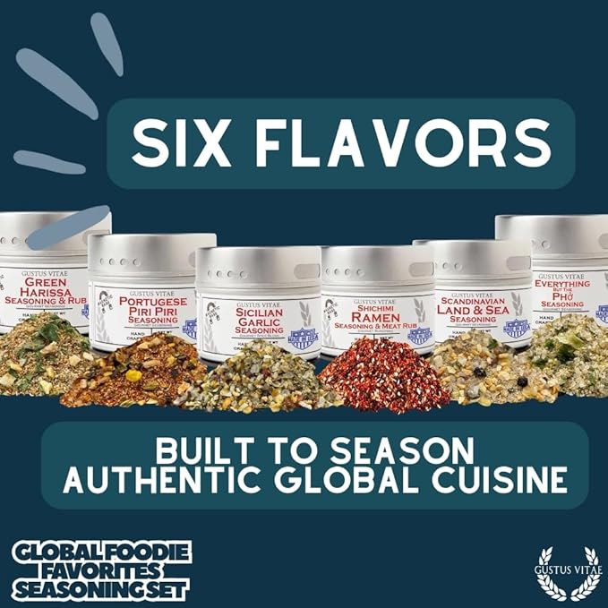 Global Foodie Favorites | Gourmet Seasoning and Rub Collection | Non GMO | All Natural | Small Batch | Artisan Spice Blends | Gourmet Gift | Authentic World Flavors | Made In USA | Handcrafted | #428