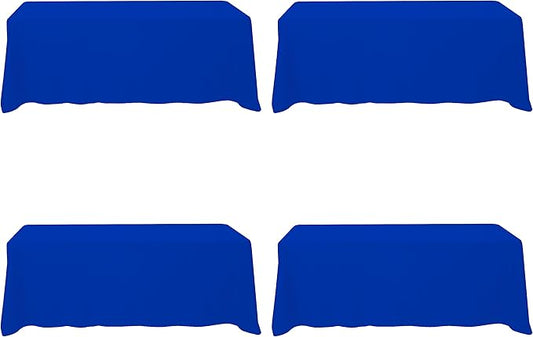 BRILLMAX 4 Pack Royal Blue Tablecloths for 8 Foot Rectangle Tables 90 x 156 Inch - 8ft Rectangular Bulk Linen Polyester Fabric Washable Cloth Cover for Wedding Reception Banquet Birthday Party