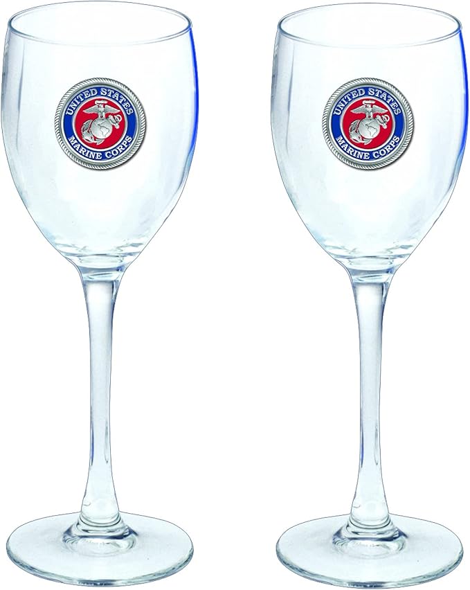 Heritage Pewter Palmetto Glass Goblets – Set of 2 | 12 OZ Goblet Wine Glasses | Expertly Crafted Pewter Glass