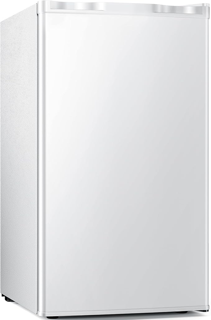 Antarctic Star Mini Compact Refrigerator with Freezer, 3.2 Cu.Ft. Single Door with Adjustable Thermostat,Removable Glass Shelves for Apartment/Dorm/Office,WHITE