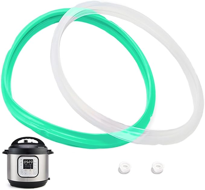2 Pack Sealing Ring 8 Qt for Instant Pot Sealing Rings for 8Qt Insta Pot, Food-grade Silicone Instantpot 8Qt Sealing Ring, With 2 Float Valve Caps, for Instant Pot 8 Quart, Clear and Green