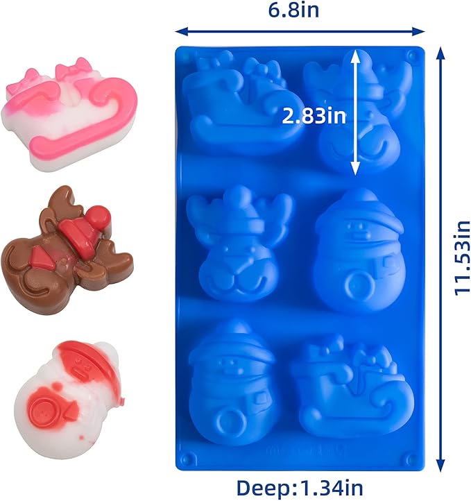 IHOMECOOKER 4PC Large Size Silicone Christmas Baking Mold Set Christmas Tree Snowflakes Snowman Cake Mold,bath bombs,Soap Mold Set