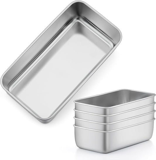 LIANYU 5 Pack 9x5In Loaf Pans for Bread Baking, Stainless Steel Baking Bread Pans, Small Loaf Tins for Homemade Brownies and Pound Cakes, Dishwasher Safe