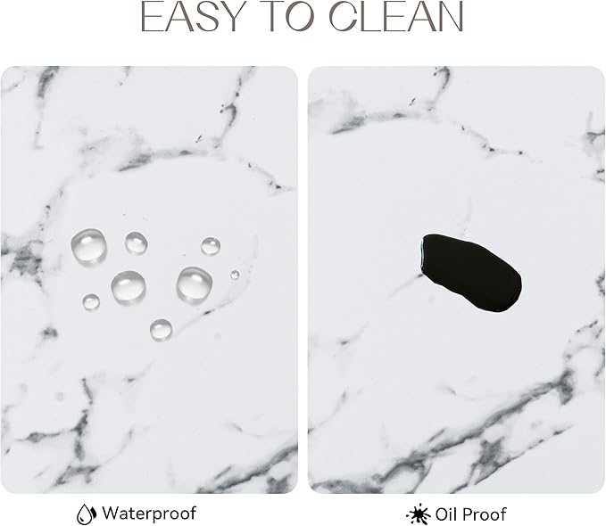 Romanstile Vinyl Placemats Set of 4-12 X 18 Inch - Heat Resistant Place Mats 100% Waterproof Oilproof Wipeable Reversible Faux Leather Table Mats for Kitchen/Dining/Party/Outdoor, Marble