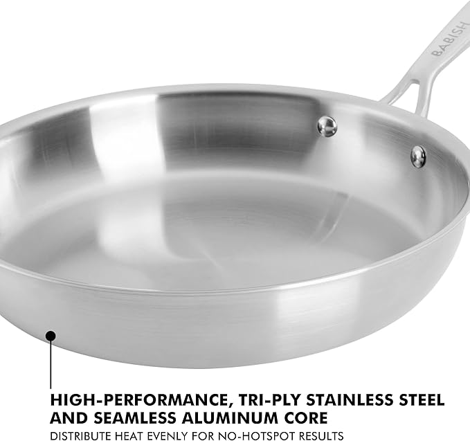 Babish 10 Inch Stainless Steel Triply Professional Grade Fry Pan