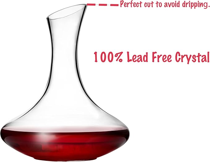 Wine Decanter 1500ml/52oz Elegant Red Wine Carafe Decanter, Hand Blown Lead-Free Crystal Glass Wine Carafe for White and red Wine, Bottle Gift and Wine Accessories