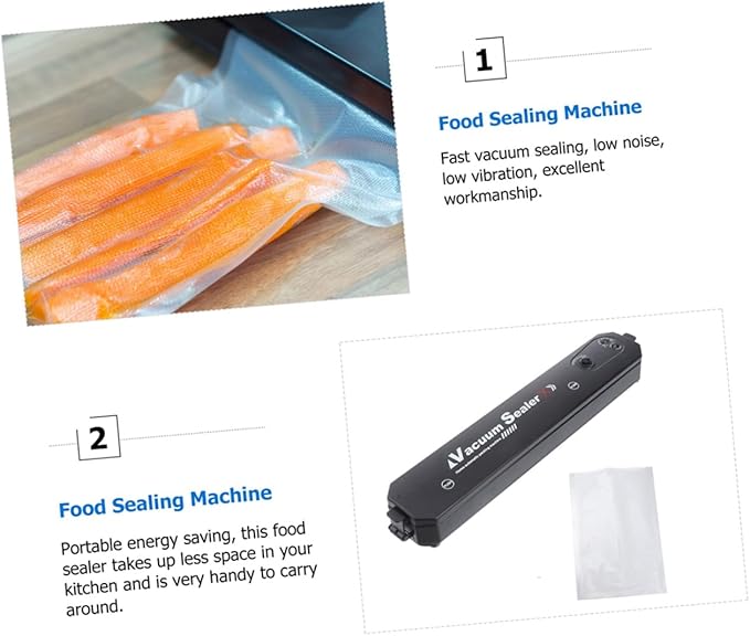 BESPORTBLE Automatic Vacuum Sealer Machine for Kitchen with Sealing Bags Dry Wet Food Preservation Compact Portable Household Sealing Tool US Plug Acv