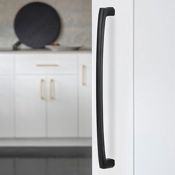 6 Pack 10 Inch(254mm) Kitchen Cabinet Handles Matte Black Cabinet Pulls Zinc Alloy Drawer Pulls Solid Kitchen Hardware