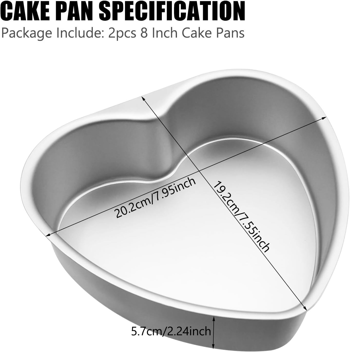 Aluminum Heart Shaped Cake Pans, 8 Inch Nonstick Baking Pan with Removable Bottom Cake Mold for Valentine's Day Wedding Birthday Anniversary, 1pc