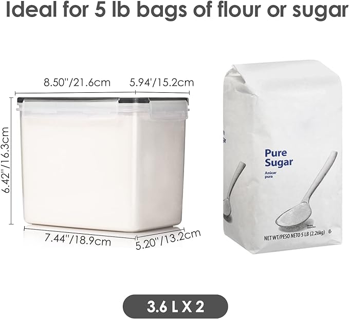 Vtopmart Airtight Food Storage Containers 6 Pieces - Plastic BPA Free Kitchen Pantry Storage Containers for Sugar,Flour and Baking Supplies - Dishwasher Safe - Include 24 Labels, Black