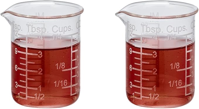 Ackers Etching Scale Measuring Glass V-Shaped Spout Made of High Borosilicate Glass Measuring for Kitchen or Restaurant, Easy to Read,60ML (2 Oz) 丨(2 Pack)