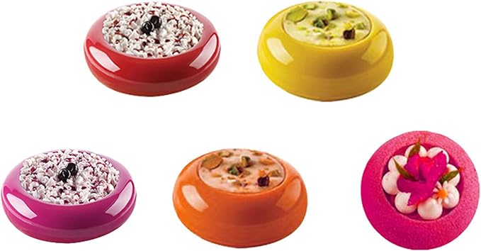 OCPO KITCHEN Silicone Molds for Baking Mousse Cake, 3D Silicone Baking Mold for Candy Pastry Chocolate Truffle Cupcake Jelly Cookie Pudding Cake Decoration Mold, Round Concave Shape (6-Cavity)