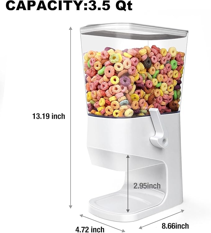 Cereal Dispenser Countertop With Bowls and Spoons Cereal Containers Storage for Pantry Snack Organizer Dry Food Storage Container with Lid for Kitchen Organization Oatmeal Nut Granola（2pcs White）