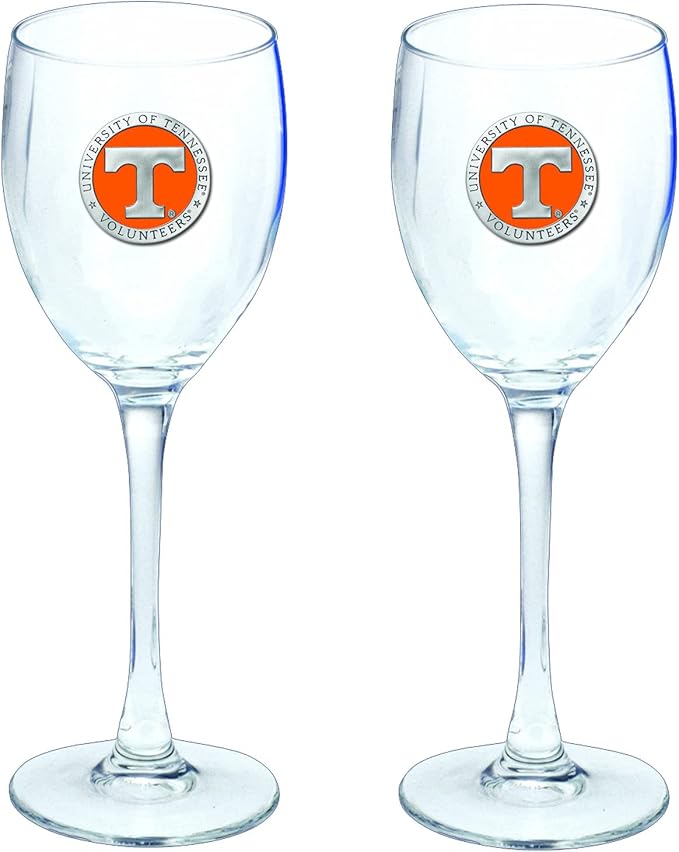 Heritage Pewter Tennessee Volunteers Glass Goblets – Set of 2 | 12 OZ Goblet Wine Glasses | Expertly Crafted Pewter Glass