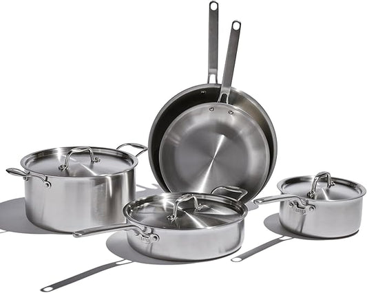 Heritage Steel Eater Series 8 Piece Core Set | Made in USA | 5 Ply Fully Clad Stainless Steel Cookware Set | Stay Cool Handle | Induction Ready & Non-Toxic