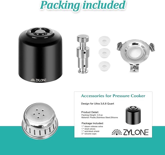 Steam Release Handle, Original Float Valve Replacement Parts with 3 Silicone Caps for Instant Pot Ultra 3, 6, 8 Qt，Instant Pot Duo/Duo Plus 3, 5, 6 Qt by ZYLONE