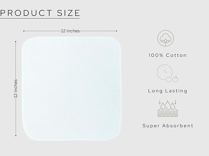 PurpleEssences Dish Cloths and Dish Rags - 8 Pack Waffle Weave Solid Kitchen Dish Wash Cloths, 100% Cotton, 12 x 12 Inches, Ultra Soft Absorbent Quick Drying - Christmas Holiday Winter - White