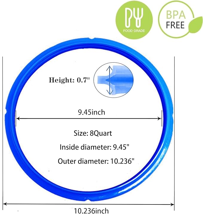 4 Pack Silicone Sealing Ring for InstaPot - Gasket Accessories for 8 Qt InstaPot - Replacement Silicone Gasket Seal Rings with 4 Colors(Red, Clear Green Blue) (8QT)