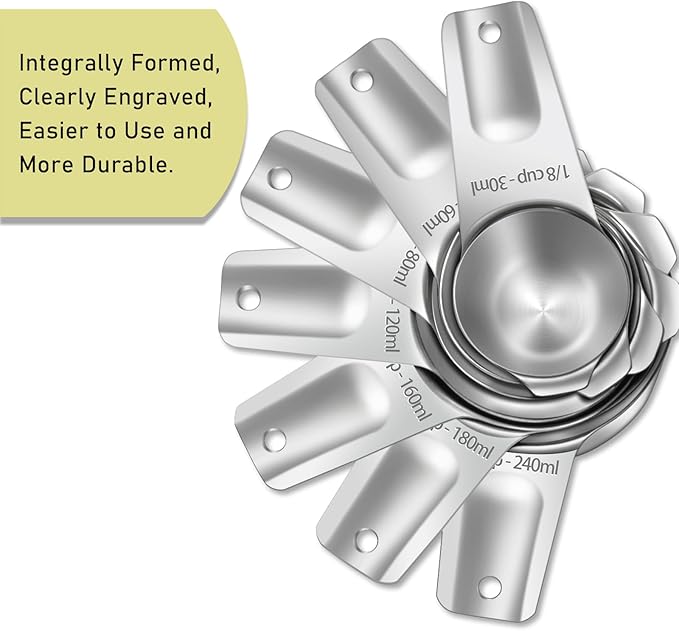 1PCS 1/8Cup (30ml, 1oz) Single Measuring Cup, Stainless Steel Measure Scoop, Metric and US Measurement, Heavy Duty, Dishwasher Safe